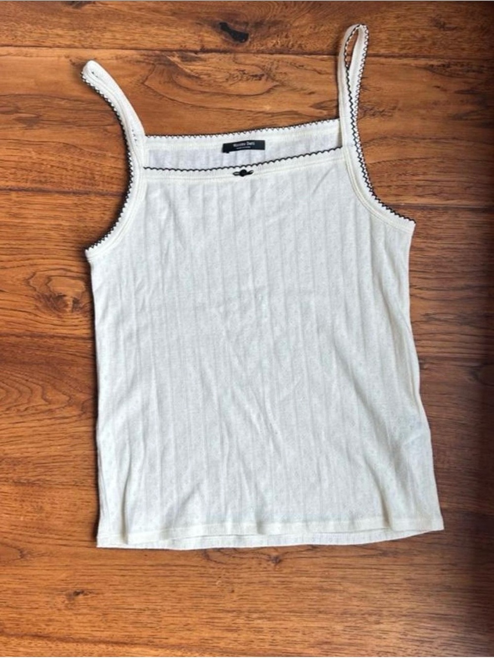White Ribbed Tank Top with Lace Trim